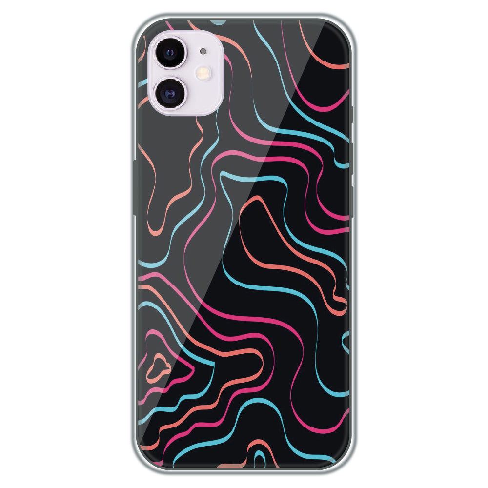 Neon Wave Lines - Printed Silicone Case for Apple iPhone 11