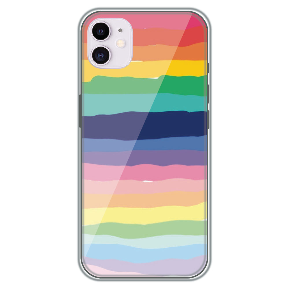 Rainbow Stripes - Printed Silicone Case for Apple iPhone 11