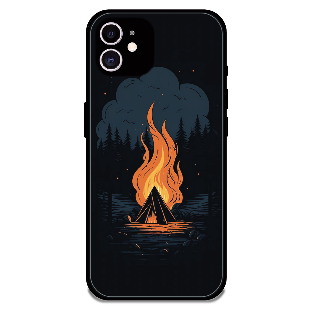 Midnight Campfire Adventure - Glossy Metal Silicone Case For Apple iPhone 11