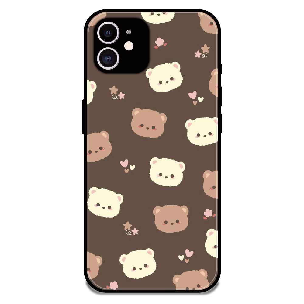 Cozy Bear Pattern - Glossy Metal Silicone Case For Apple iPhone 11