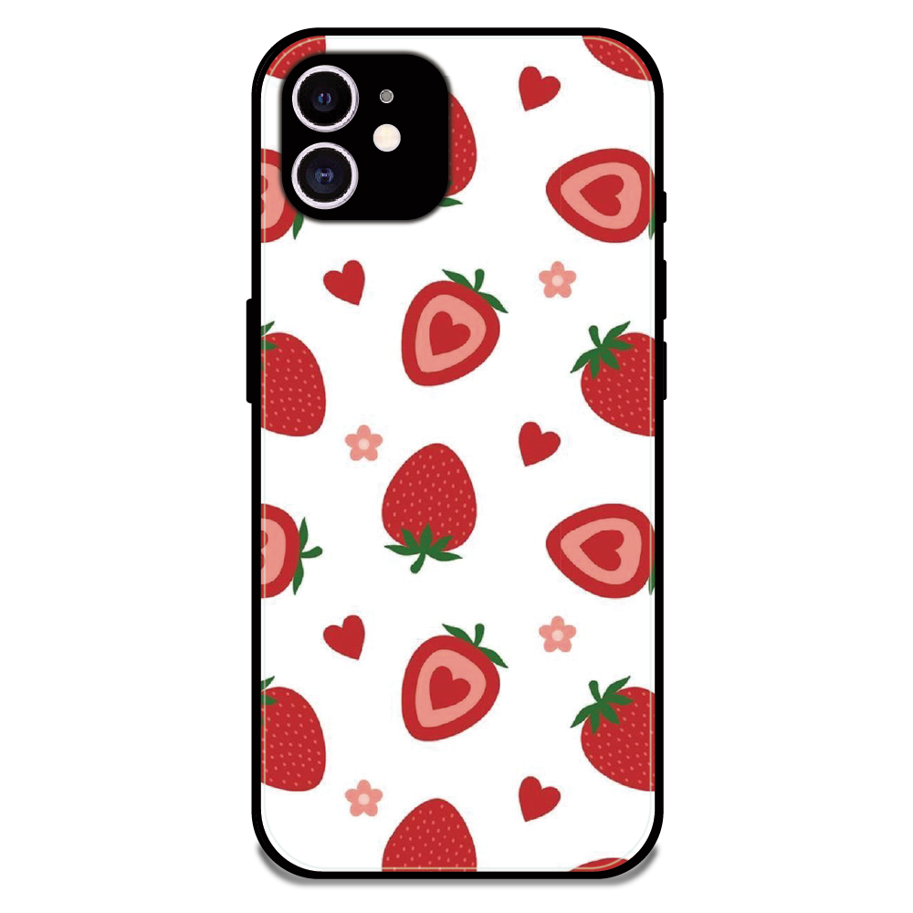 Strawberry - Glossy Metal Silicone Case For Apple iPhone 11