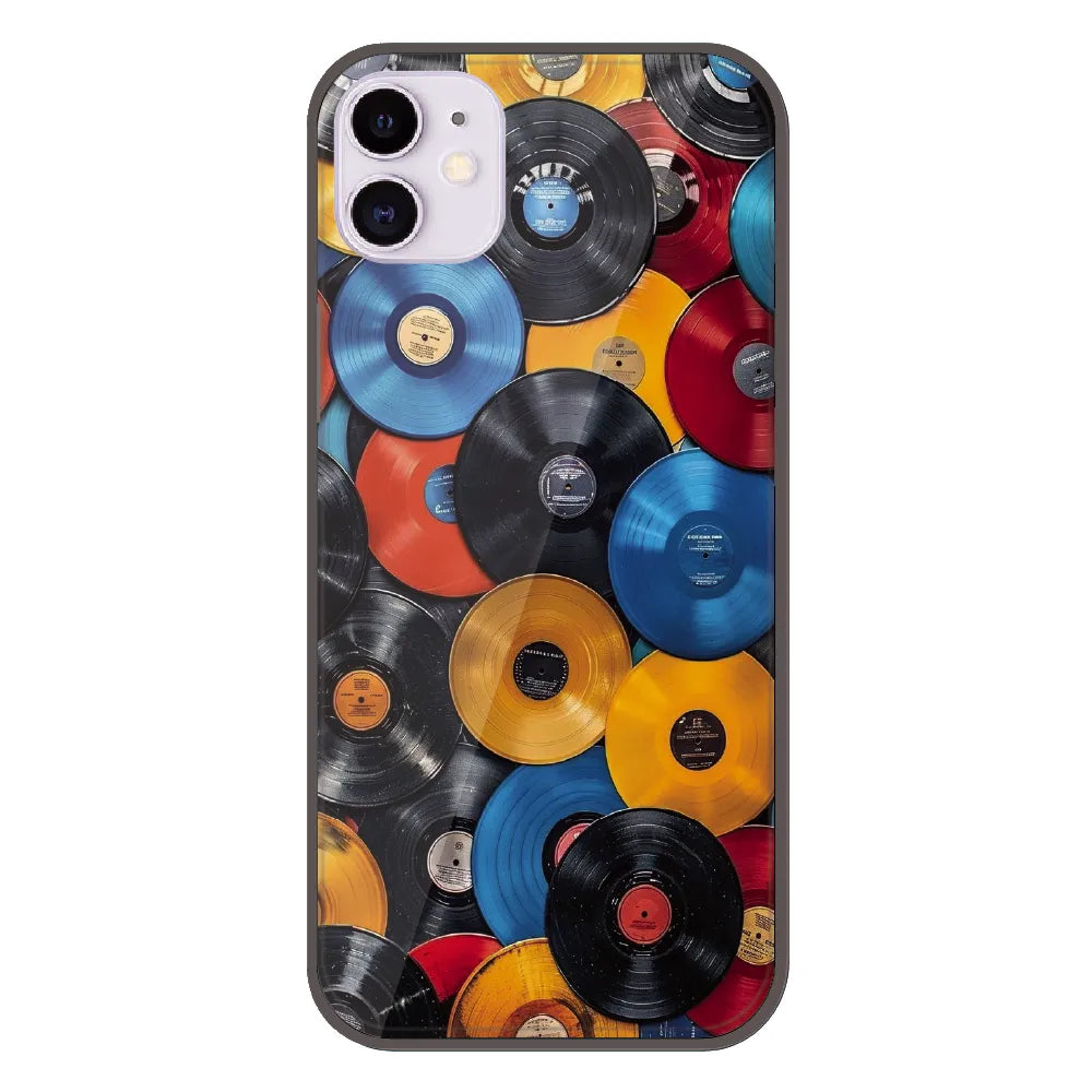 Retro Vinyl Record Pattern - Printed Silicone Case For Apple iPhone 11