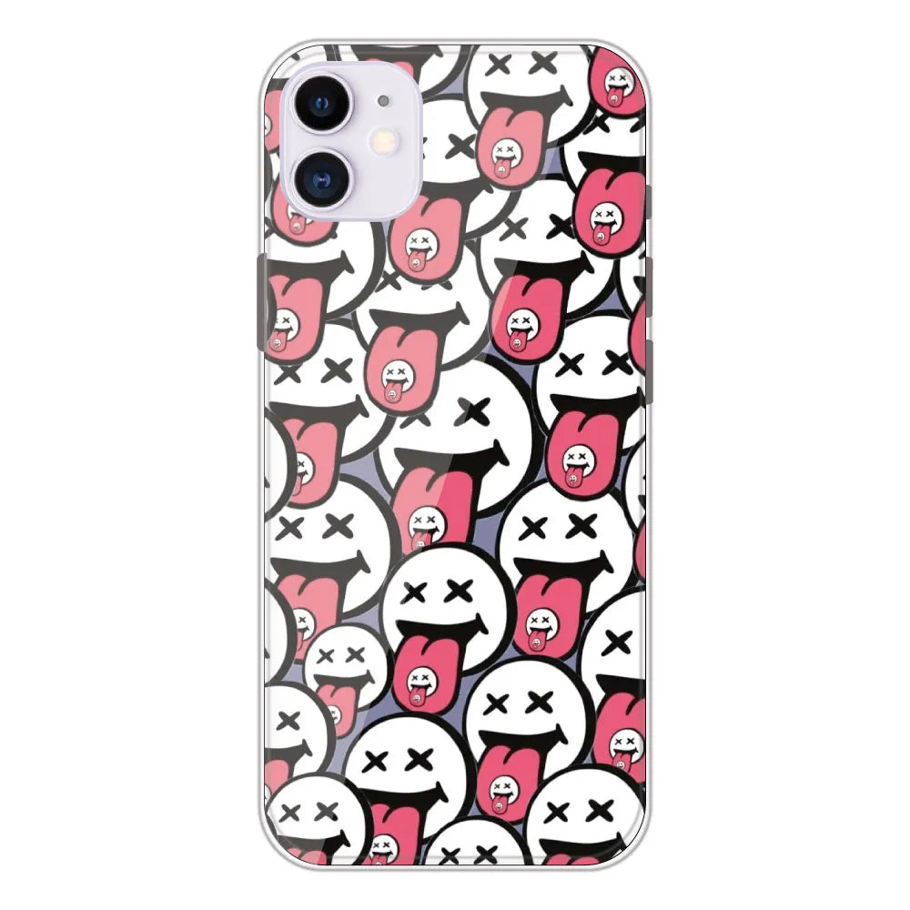 Funny Cartoon Faces - Printed Silicone Case For Apple iPhone 11