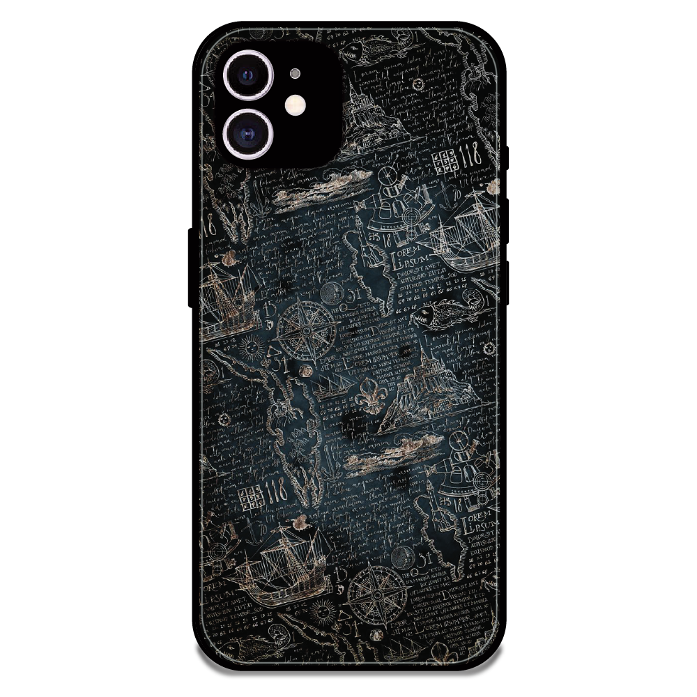 Vintage Explorer Map - Glossy Metal Silicone Case For Apple iPhone 11