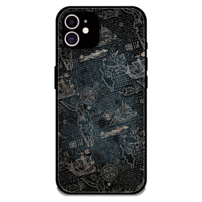 Vintage Explorer Map - Glossy Metal Silicone Case For Apple iPhone 11