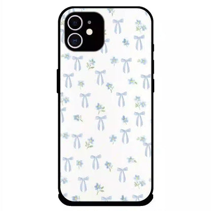 Soft Blue Bow Floral - Glossy Metal Silicone Case For Apple iPhone 11