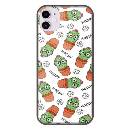 Cute Cactus Happy - Printed Silicone Case For Apple iPhone 11