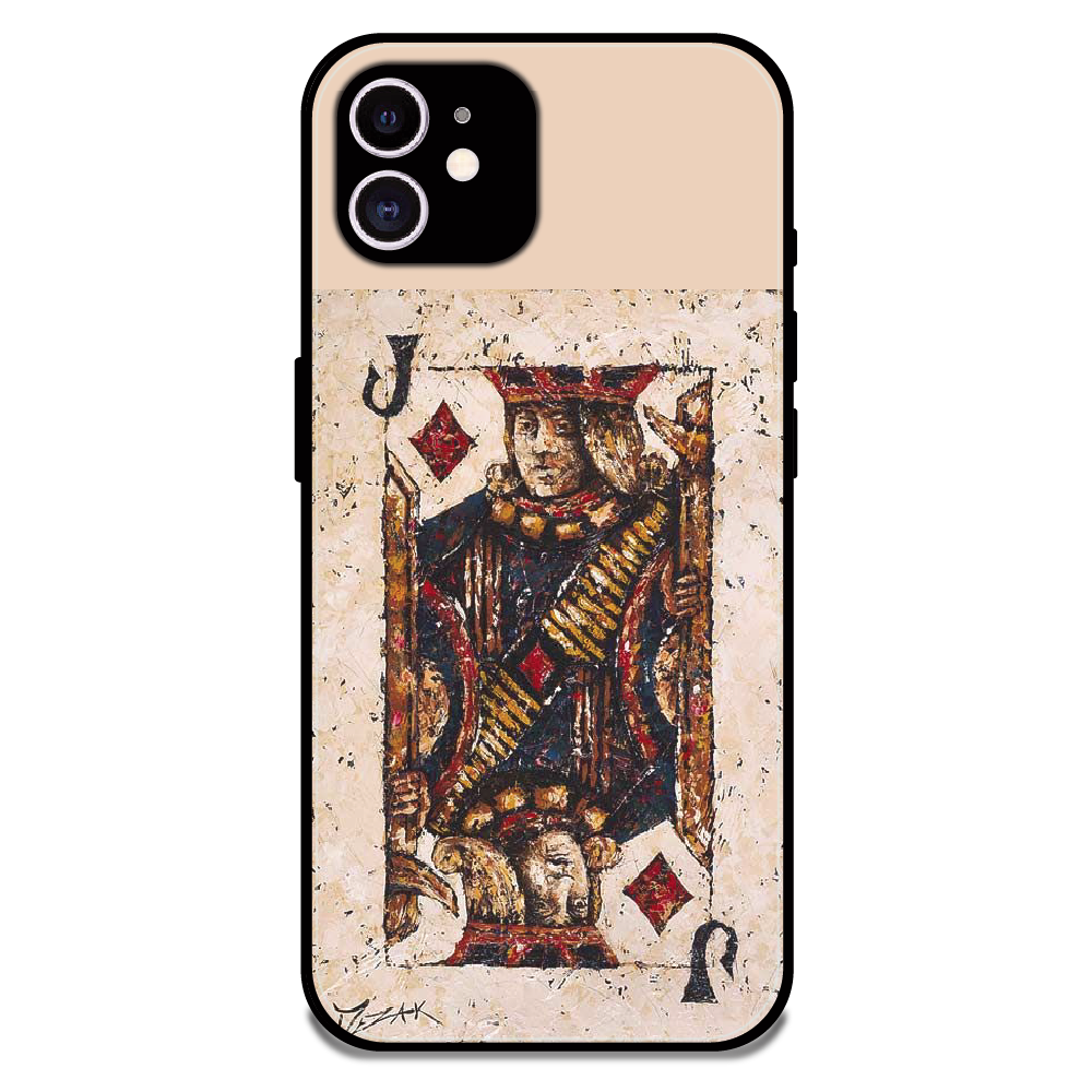 Vintage Playing Card King Art - Glossy Metal Silicone Case For Apple iPhone 11