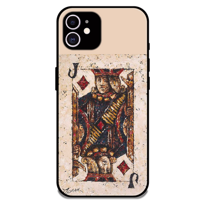 Vintage Playing Card King Art - Glossy Metal Silicone Case For Apple iPhone 11