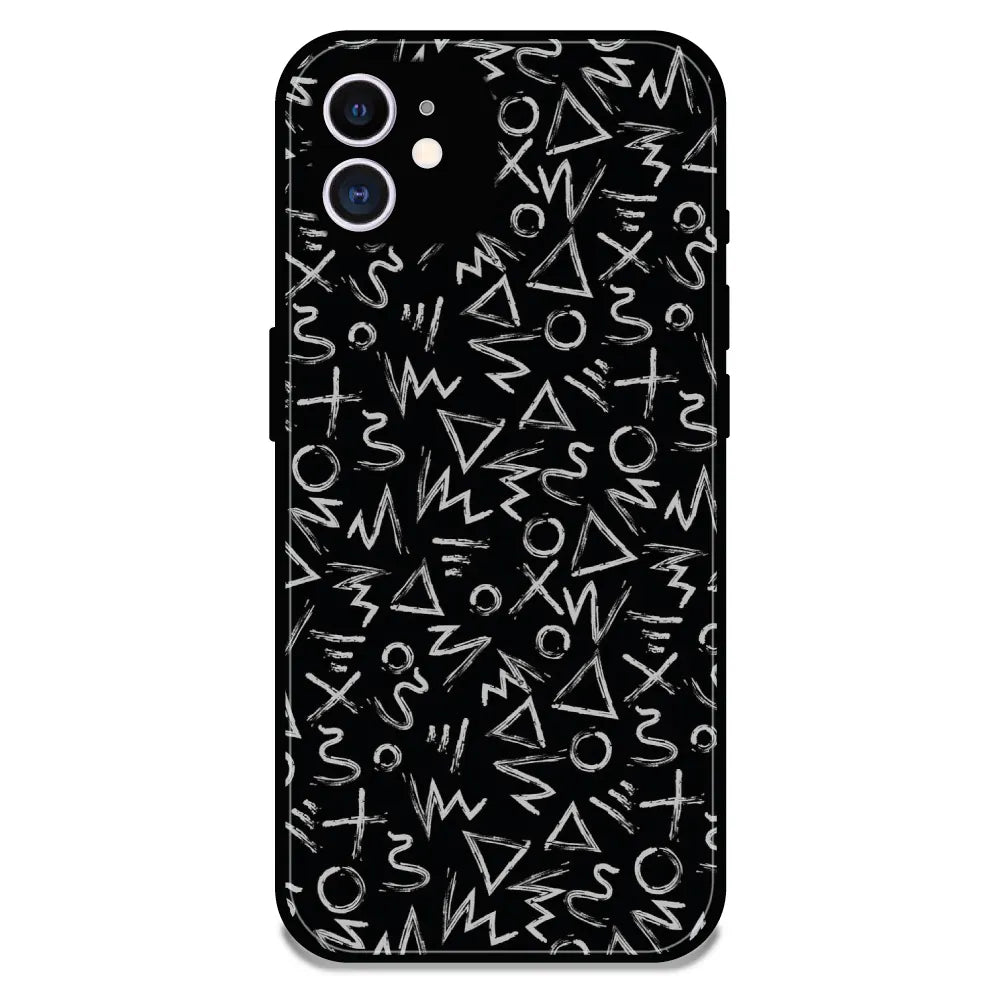 Geometric Black & White Pattern - Glossy Metal Silicone Case For Apple iPhone 11