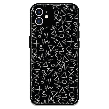 Geometric Black & White Pattern - Glossy Metal Silicone Case For Apple iPhone 11