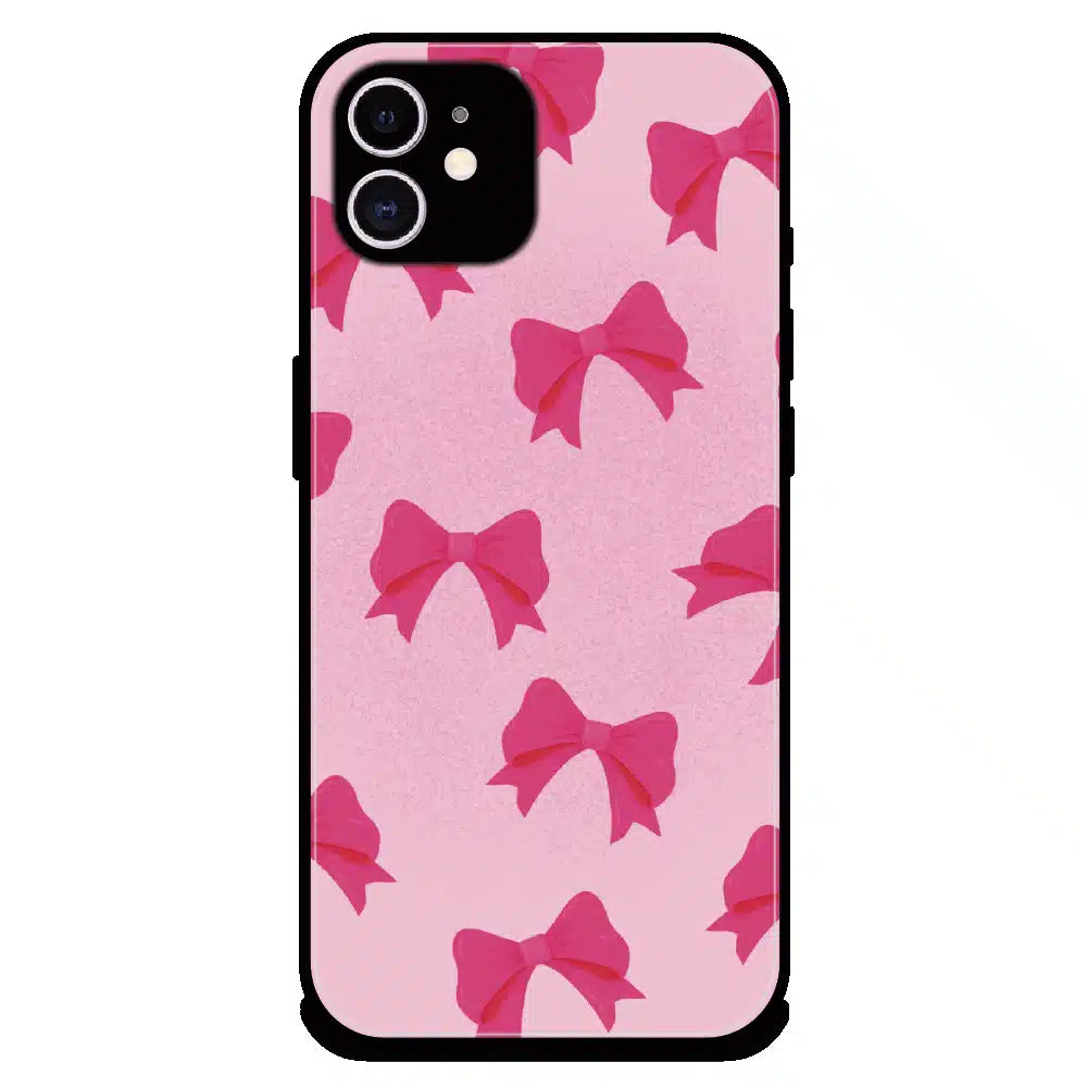 Pink Bow Aesthetic Pattern - Glossy Metal Silicone Case For Apple iPhone 11