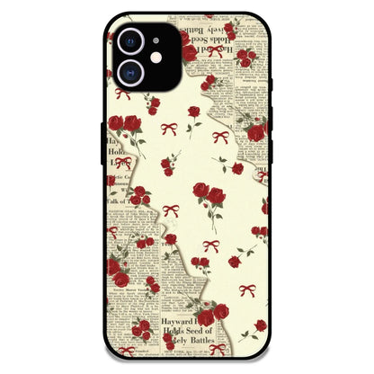 Floral Newspaper Aesthetic - Glossy Metal Silicone Case For Apple iPhone 11