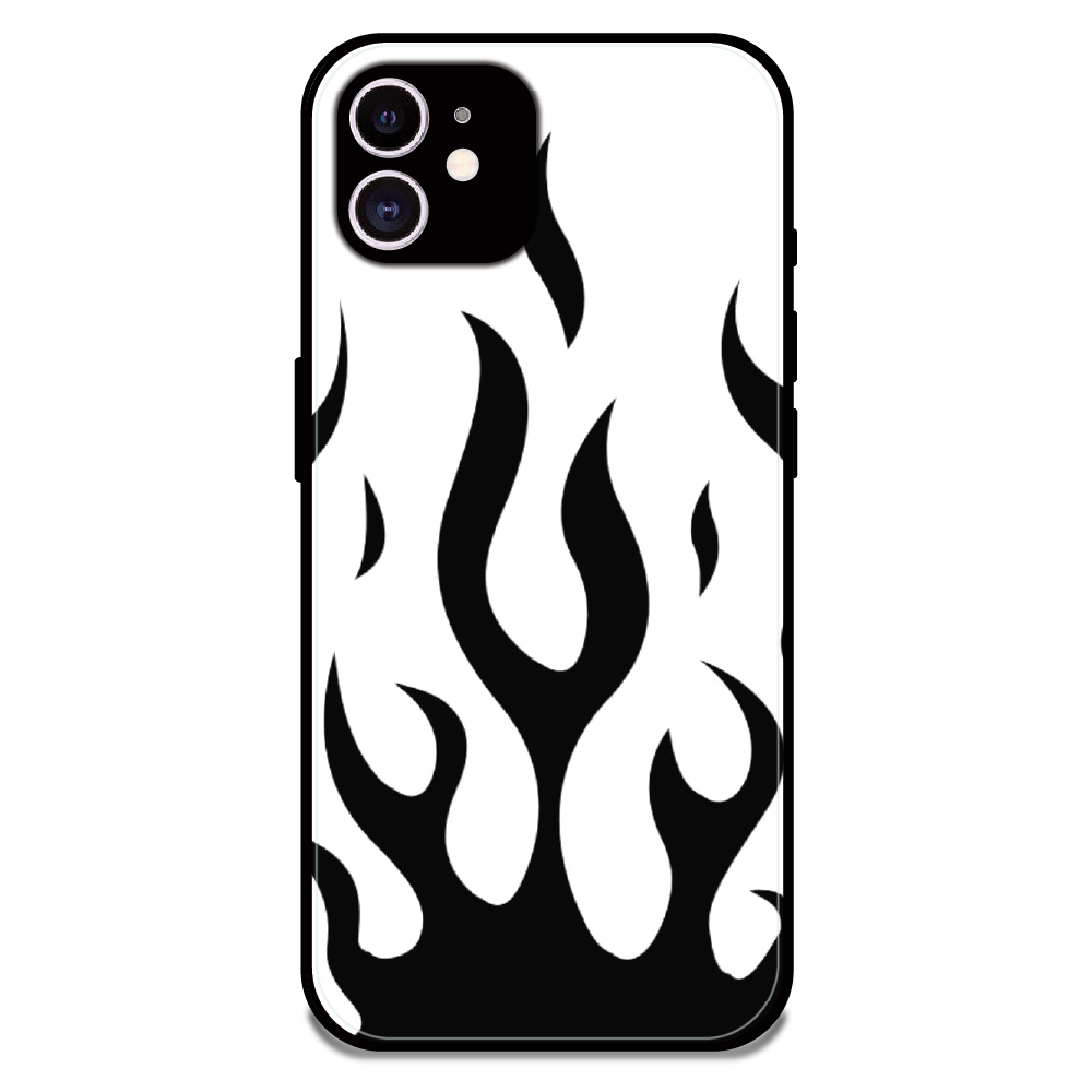 Monochrome Flame Art - Glossy Metal Silicone Case For Apple iPhone 11