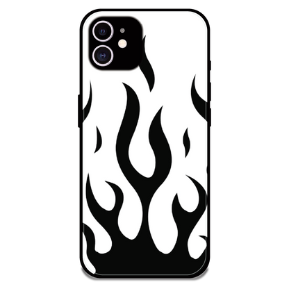 Monochrome Flame Art - Glossy Metal Silicone Case For Apple iPhone 11
