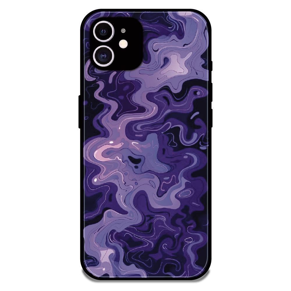 Purple Wave Abstract - Glossy Metal Silicone Case For Apple iPhone 11