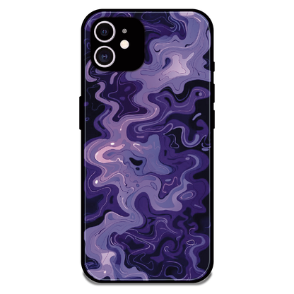 Purple Wave Abstract - Glossy Metal Silicone Case For Apple iPhone 11