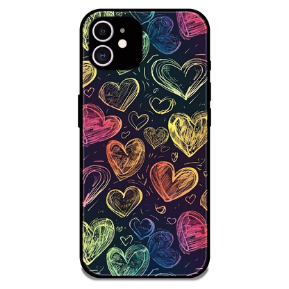 Neon Love Scribble - Glossy Metal Silicone Case For Apple iPhone 11