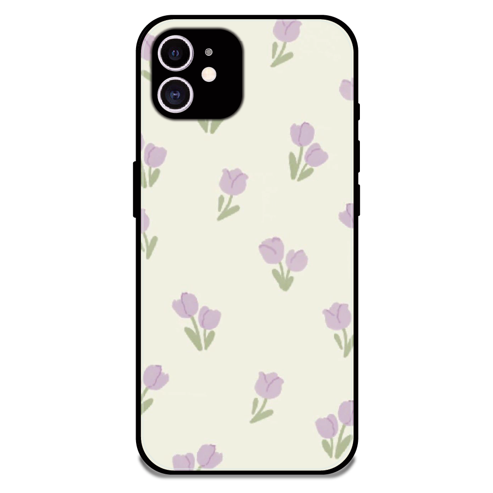 Minimal Tulip Pattern - Glossy Metal Silicone Case For Apple iPhone 11