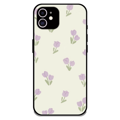 Minimal Tulip Pattern - Glossy Metal Silicone Case For Apple iPhone 11