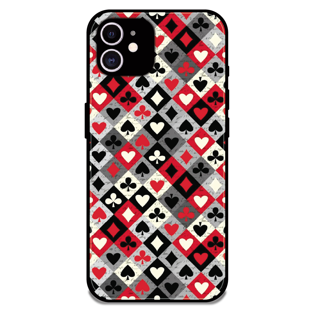 Classic Card Symbols - Glossy Metal Silicone Case For Apple iPhone 11