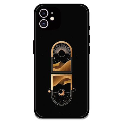 Golden Geometry - Glossy Metal Silicone Case For Apple iPhone 11