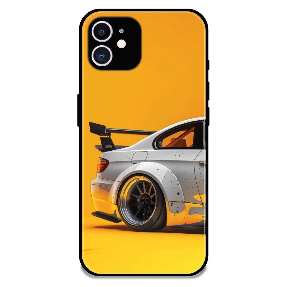 Sport Car Yellow Background - Glossy Metal Silicone Case For Apple iPhone 11