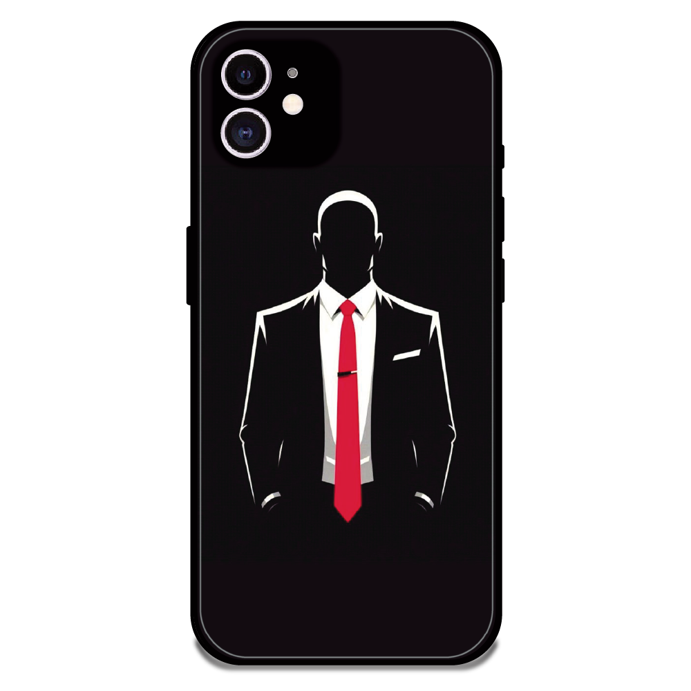 Red Tie Silhouette - Glossy Metal Silicone Case For Apple iPhone 11