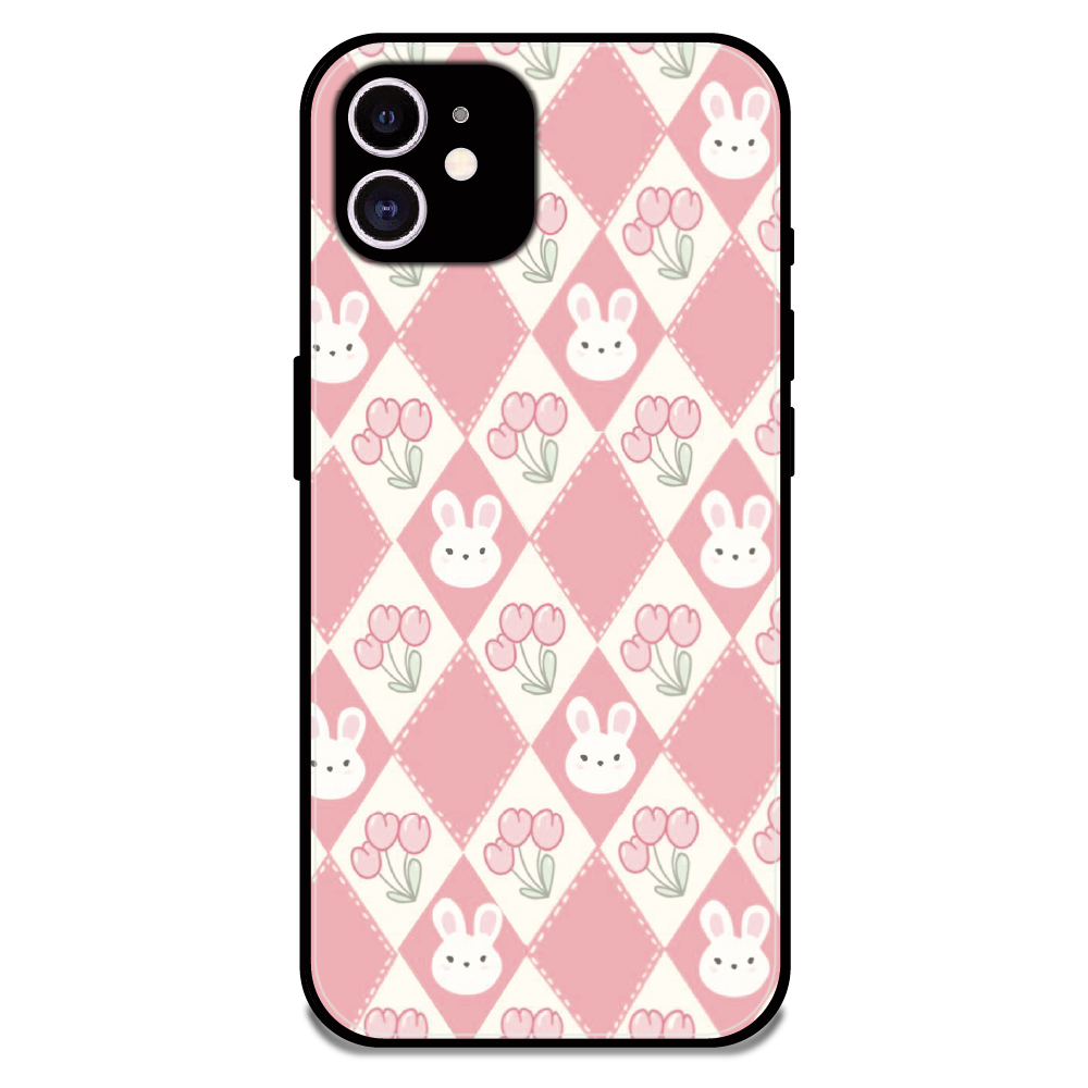 Pink Bunny Argyle - Glossy Metal Silicone Case For Apple iPhone 11