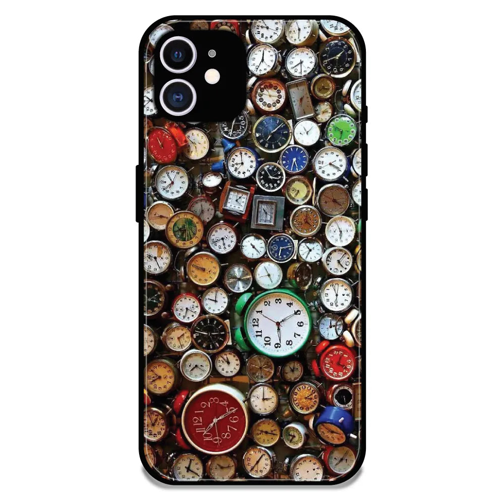 Retro Timepiece Pattern - Glossy Metal Silicone Case For Apple iPhone 11