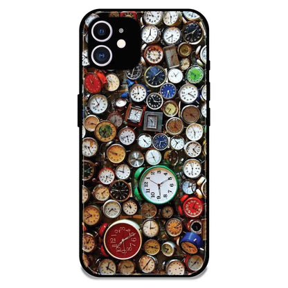 Retro Timepiece Pattern - Glossy Metal Silicone Case For Apple iPhone 11