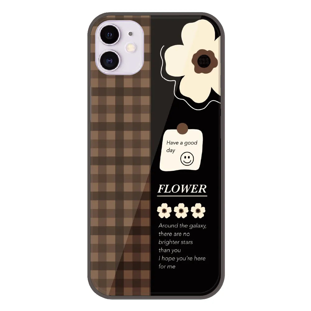 Brown Checkered Flower Quote - Printed Silicone Case For Apple iPhone 11