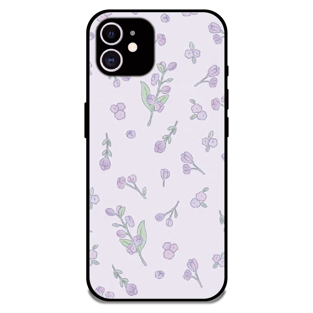 Lavender Floral Ditsy - Glossy Metal Silicone Case For Apple iPhone 11