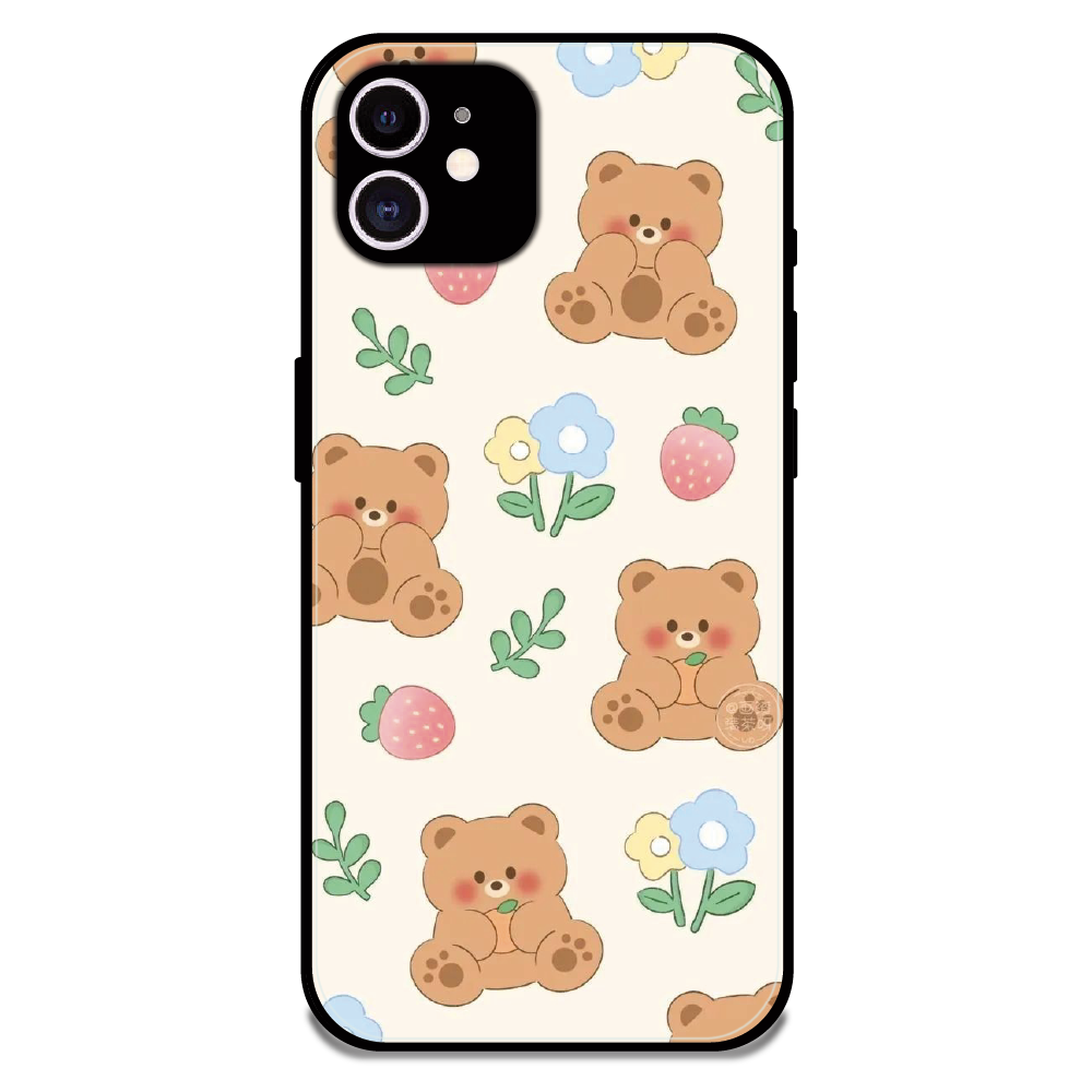 Cute Teddy Garden - Glossy Metal Silicone Case For Apple iPhone 11
