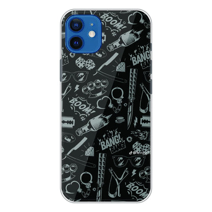 Black Graphic Street Art - Printed Silicone Case For Apple iPhone 12