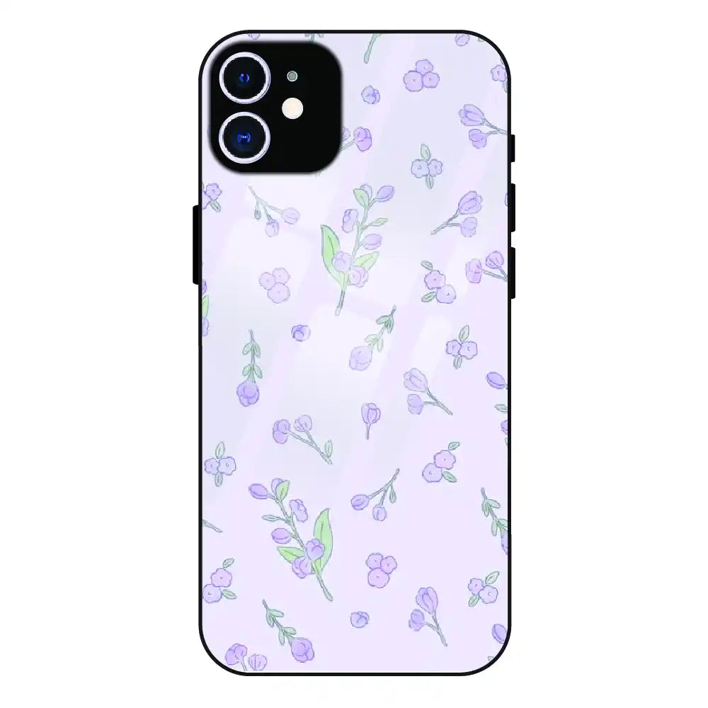 Lavender Floral Ditsy - Glass Case For Apple iPhone 12