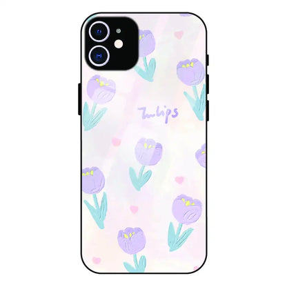 Pastel Tulip Floral - Glass Case For Apple iPhone 12