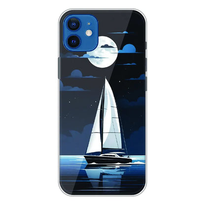 Moonlight Sailboat - Printed Silicone Case For Apple iPhone 12