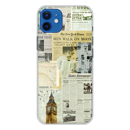 Vintage Newspaper Collage - Printed Silicone Case For Apple iPhone 12