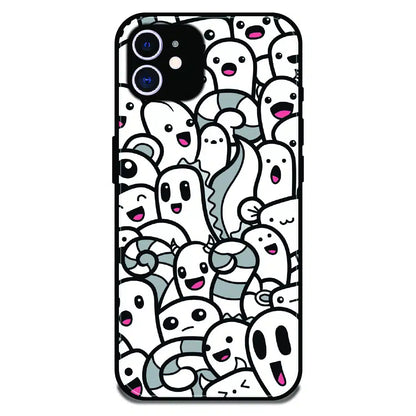 Cute Ghost Crowd - Glossy Metal Silicone Case For Apple iPhone 12