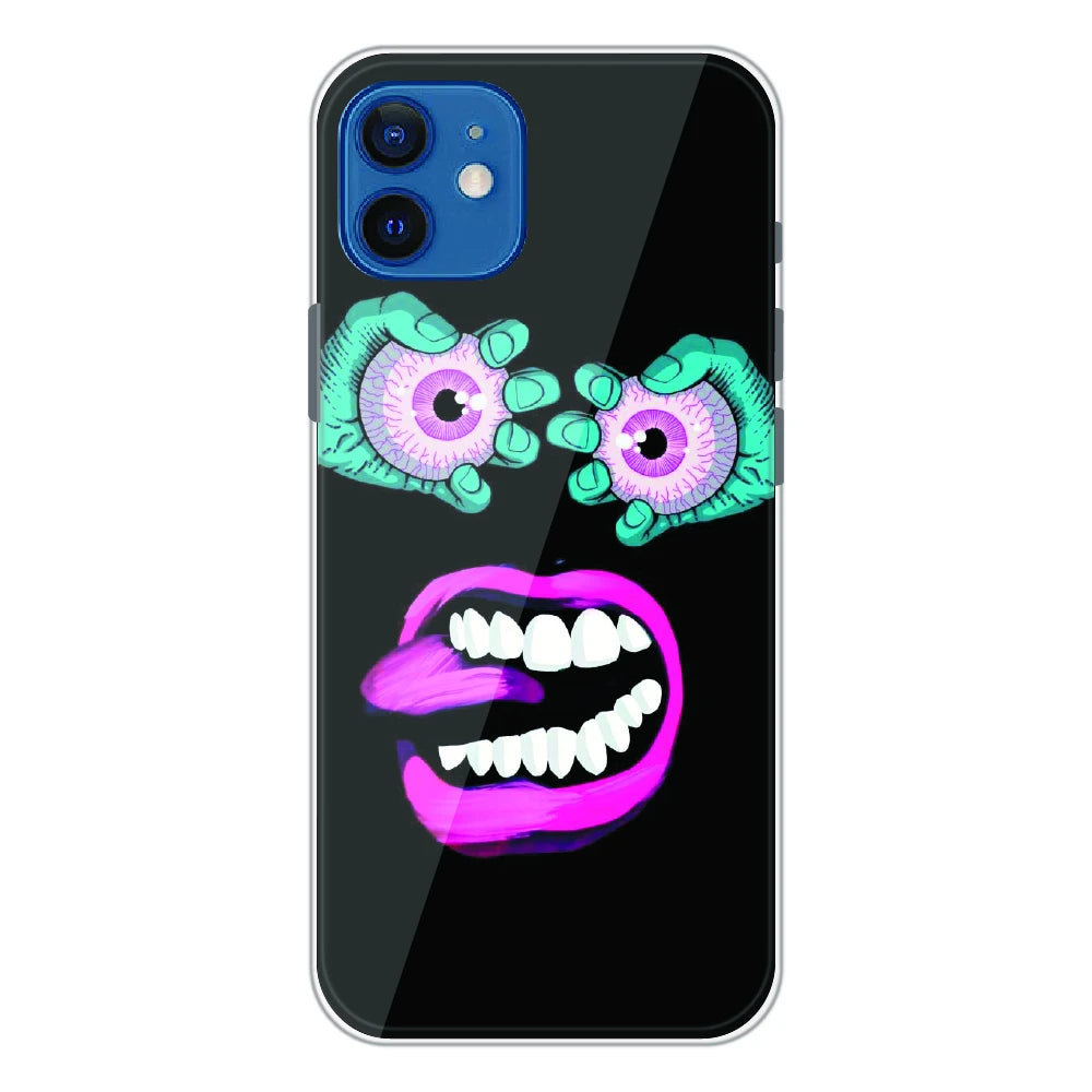 Neon Eyeball Pop Art - Printed Silicone Case For Apple iPhone 12