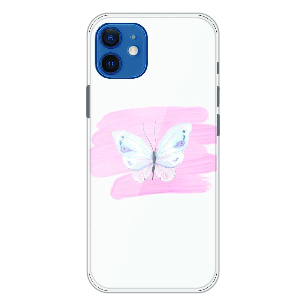 Minimal Butterfly Blush Art - Printed Silicone Case For Apple iPhone 12