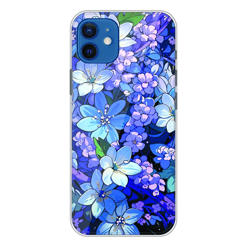 Midnight Blue Floral Garden - Printed Silicone Case For Apple iPhone 12