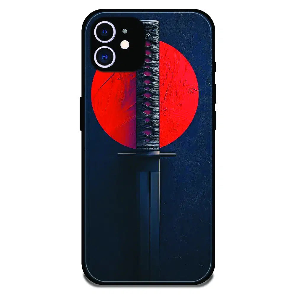 Katana Minimal Japanese Aesthetic - Glossy Metal Silicone Case For Apple iPhone 12