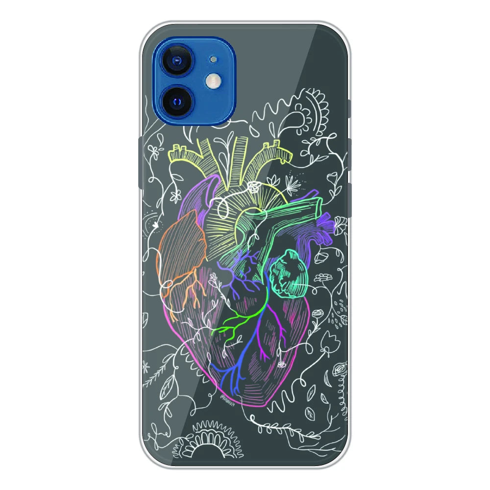 Anatomical Heart Line Art - Printed Silicone Case For Apple iPhone 12
