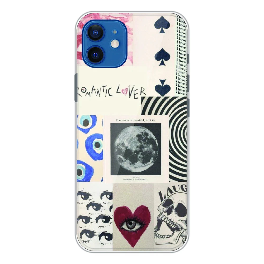 Romantic Art Collage - Printed Silicone Case For Apple iPhone 12