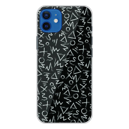Geometric Black & White Pattern - Printed Silicone Case For Apple iPhone 12