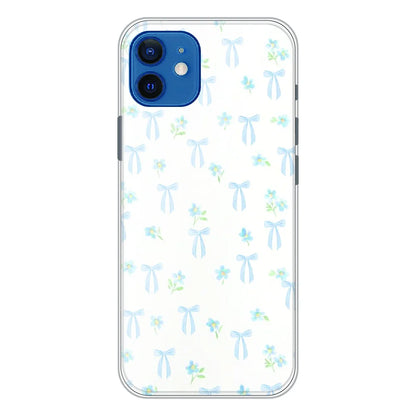 Soft Blue Bow Floral - Printed Silicone Case For Apple iPhone 12