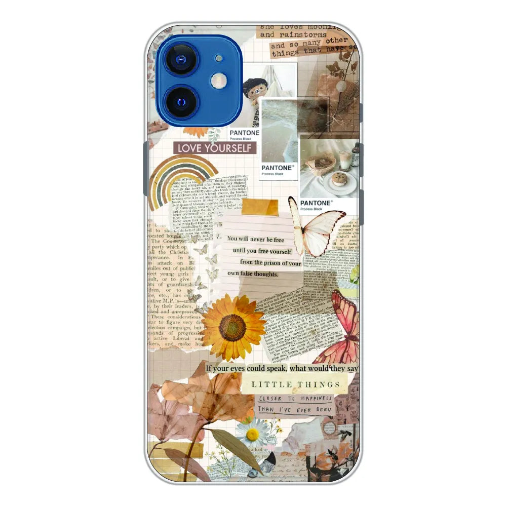 Aesthetic Butterfly & Sunflower - Printed Silicone Case For Apple iPhone 12