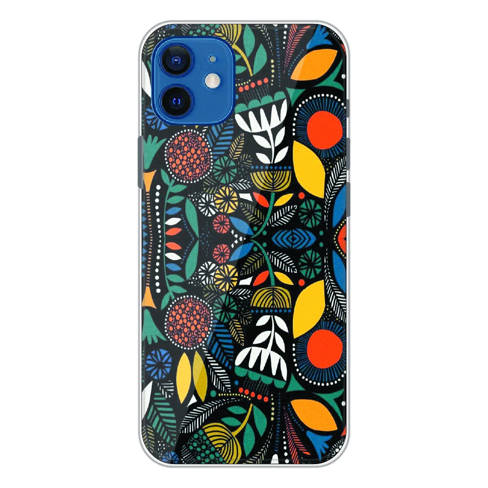 Folk Floral Night Garden - Printed Silicone Case For Apple iPhone 12
